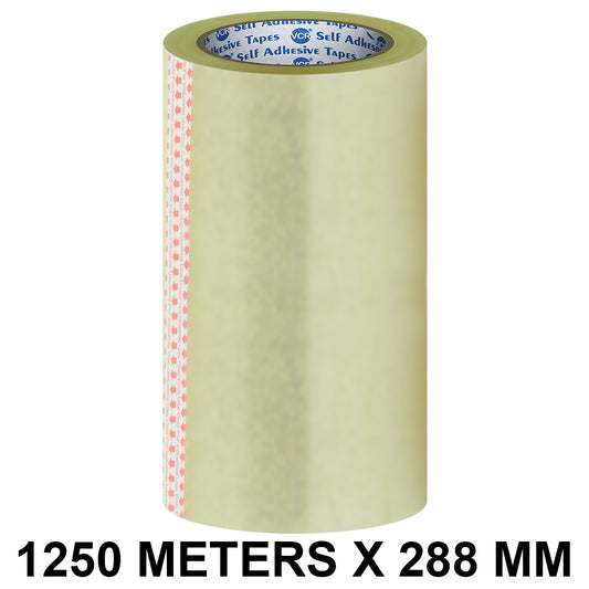 VCR Self Adhesive Transparent Cello Tape - 288mm / 12" Width - 1250 Meters in Length - BOPP Industrial Packaging Tape for E-Commerce Box Packing, Office and Home use
