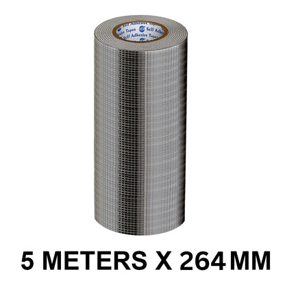 VCR Butyl Tape - 5 Meters in Length 264mm / 11" Width - Butyl Tape for Pipe and Water Leakage, Aluminium Rubberised Tape, Waterproof and Weatherproof Tape