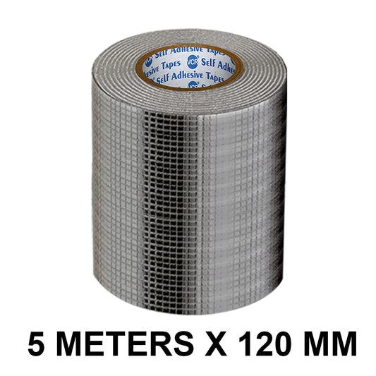 VCR Butyl Tape - 5 Meters in Length 120mm / 05" Width - Butyl Tape for Pipe and Water Leakage, Aluminium Rubberised Tape, Waterproof and Weatherproof Tape