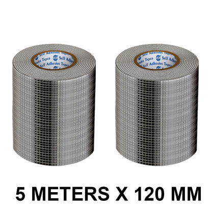 VCR Butyl Tape - 5 Meters in Length 120mm / 05" Width - Butyl Tape for Pipe and Water Leakage, Aluminium Rubberised Tape, Waterproof and Weatherproof Tape