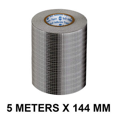 VCR Butyl Tape - 5 Meters in Length 144mm / 06" Width - Butyl Tape for Pipe and Water Leakage, Aluminium Rubberised Tape, Waterproof and Weatherproof Tape