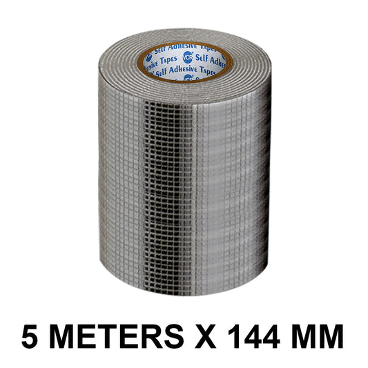 VCR Butyl Tape - 5 Meters in Length 144mm / 06" Width - Butyl Tape for Pipe and Water Leakage, Aluminium Rubberised Tape, Waterproof and Weatherproof Tape