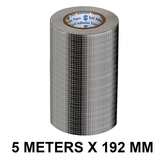 VCR Butyl Tape - 5 Meters in Length 192mm / 08" Width - Butyl Tape for Pipe and Water Leakage, Aluminium Rubberised Tape, Waterproof and Weatherproof Tape