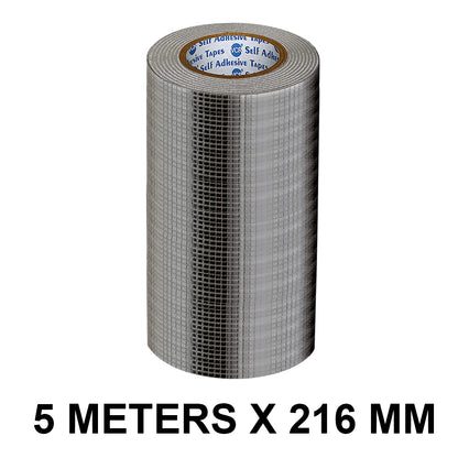 VCR Butyl Tape - 5 Meters in Length 216mm / 09" Width - Butyl Tape for Pipe and Water Leakage, Aluminium Rubberised Tape, Waterproof and Weatherproof Tape