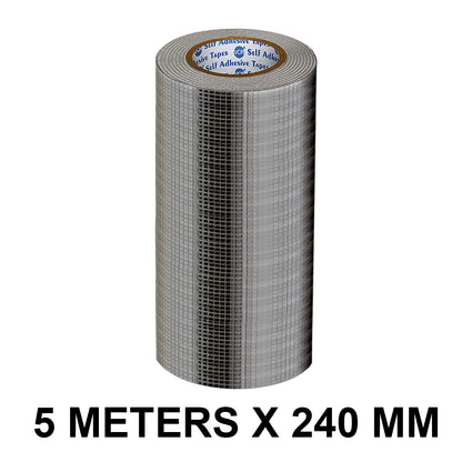 VCR Butyl Tape - 5 Meters in Length 240mm / 10" Width - Butyl Tape for Pipe and Water Leakage, Aluminium Rubberised Tape, Waterproof and Weatherproof Tape