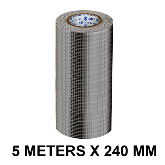 VCR Butyl Tape - 5 Meters in Length 240mm / 10" Width - Butyl Tape for Pipe and Water Leakage, Aluminium Rubberised Tape, Waterproof and Weatherproof Tape