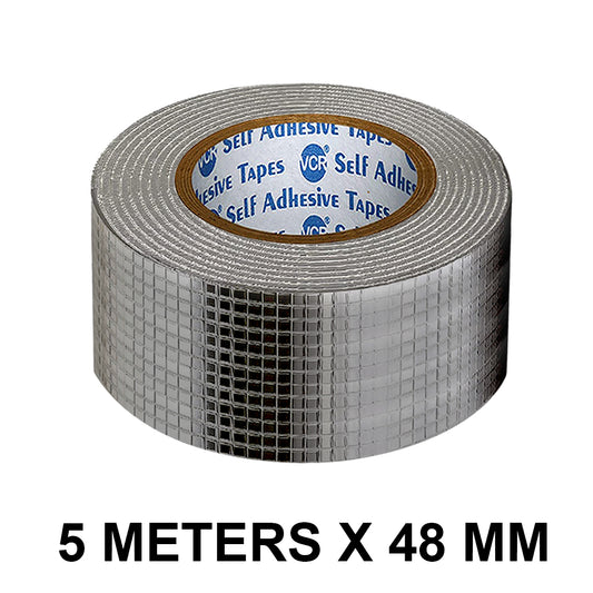 VCR Butyl Tape - 5 Meters in Length 48mm / 02" Width - Butyl Tape for Pipe and Water Leakage, Aluminium Rubberised Tape, Waterproof and Weatherproof Tape