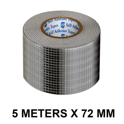 VCR Butyl Tape - 5 Meters in Length 72mm / 03" Width - Butyl Tape for Pipe and Water Leakage, Aluminium Rubberised Tape, Waterproof and Weatherproof Tape