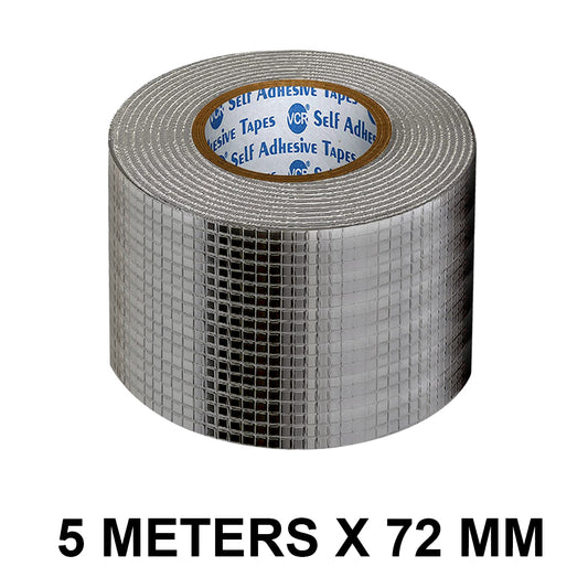 VCR Butyl Tape - 5 Meters in Length 72mm / 03" Width - Butyl Tape for Pipe and Water Leakage, Aluminium Rubberised Tape, Waterproof and Weatherproof Tape
