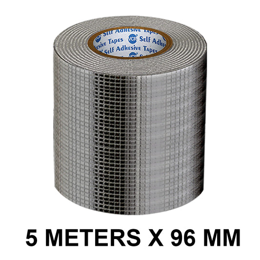 VCR Butyl Tape - 5 Meters in Length 96mm / 04" Width - Butyl Tape for Pipe and Water Leakage, Aluminium Rubberised Tape, Waterproof and Weatherproof Tape