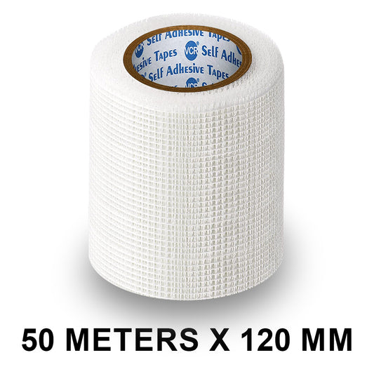 VCR Glass Fiber Tape - 50 Meters in Length - 120mm / 05" Width - Glass Fiber Joint Mesh Tape, Seal Repair Tape For Crack Patch, Wall Repair, Fiber Wall Coating for Plastering.