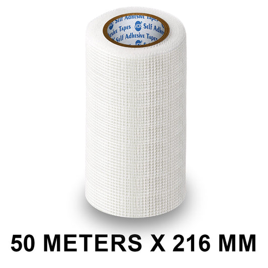 VCR Glass Fiber Tape - 50 Meters in Length - 216mm / 09" Width - Glass Fiber Joint Mesh Tape, Seal Repair Tape For Crack Patch, Wall Repair, Fiber Wall Coating for Plastering.