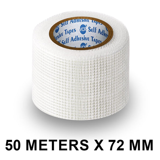 VCR Glass Fiber Tape - 50 Meters in Length - 72mm / 3" Width - Glass Fiber Joint Mesh Tape, Seal Repair Tape For Crack Patch, Wall Repair, Fiber Wall Coating for Plastering.