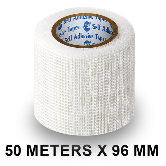 VCR Glass Fiber Tape - 50 Meters in Length - 96mm / 4" Width - Glass Fiber Joint Mesh Tape, Seal Repair Tape For Crack Patch, Wall Repair, Fiber Wall Coating for Plastering.