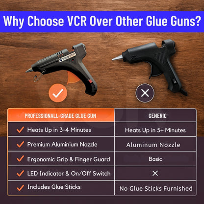 VCR 100W Professional Hot Melt Glue Gun for Crafting & DIY Purpose - 100 Watts - ON/Off Switch for Precise Glue Output - Easy To Use - VCR 100