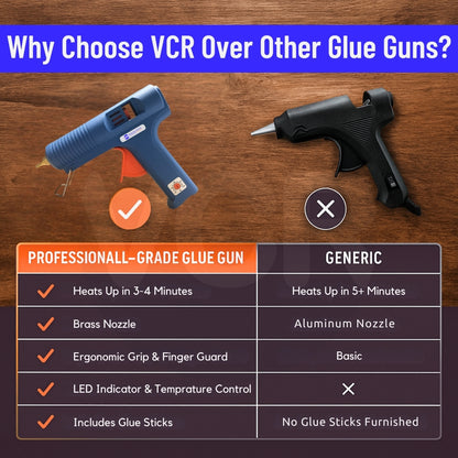 VCR 150W Heavy Duty Glue Gun with Temperature Control Regulator - 150 Watts & Thin Nozzle for Precise Glue Output (DIY & Professional Use) - VCR 150