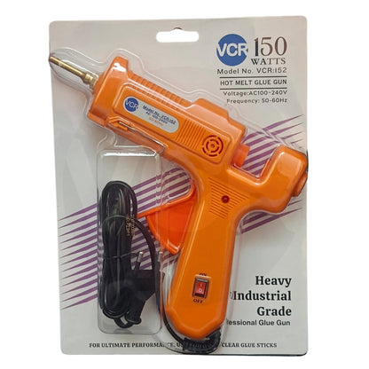 VCR 150W Professional Hot Melt Glue Gun Long Nozzle - Triple Power Rapid Heating Gun with ON/Off Switch for Precise Glue Output - Easy To Use with 11mm Glue Sticks - VCR 152