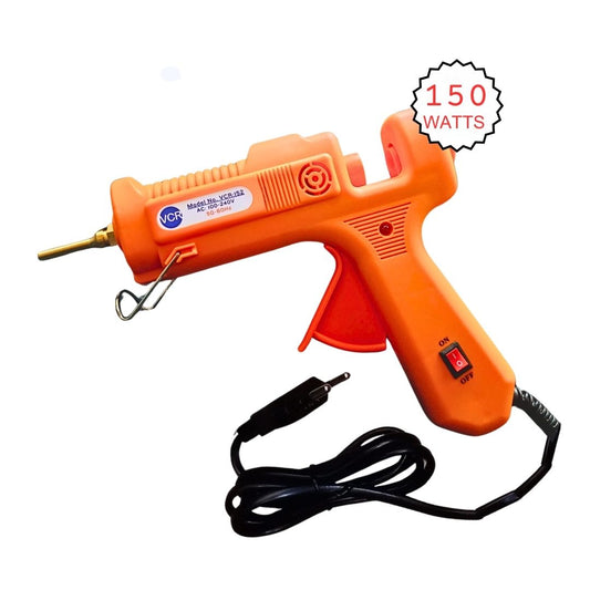VCR 150W Professional Hot Melt Glue Gun Long Nozzle - Triple Power Rapid Heating Gun with ON/Off Switch for Precise Glue Output - Easy To Use with 11mm Glue Sticks - VCR 152