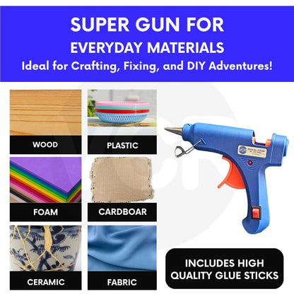 VCR 20W Hot Melt Glue Gun for Crafting & DIY Purpose - 20 Watts - ON/Off Switch for Precise Glue Output - Easy To Use Blue Glue Gun - VCR 20 Mini