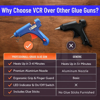 VCR 20W Hot Melt Glue Gun for Crafting & DIY Purpose - 20 Watts - ON/Off Switch for Precise Glue Output - Easy To Use Blue Glue Gun - VCR 20 Mini