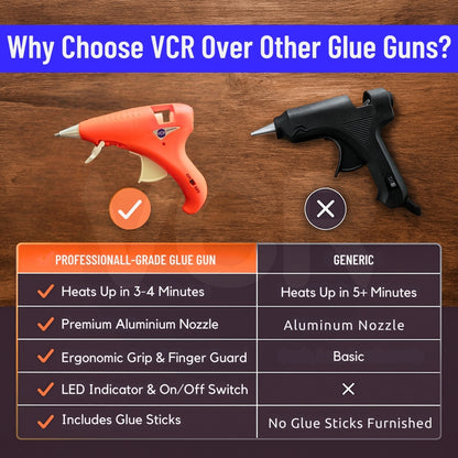 VCR 40W Hot Melt Glue Gun for Crafting & DIY Purpose - 40 Watts - ON/Off Switch for Precise Glue Output - Easy To Use Dark Orange Glue Gun - VCR 40 Mini