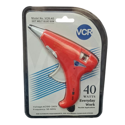 VCR 40W Hot Melt Glue Gun for Crafting & DIY Purpose - 40 Watts - ON/Off Switch for Precise Glue Output - Easy To Use Dark Orange Glue Gun - VCR 40 Mini