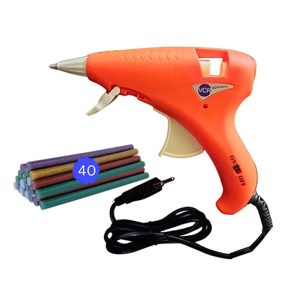 VCR 40W Hot Melt Glue Gun for Crafting & DIY Purpose - 40 Watts - ON/Off Switch for Precise Glue Output - Easy To Use Dark Orange Glue Gun - VCR 40 Mini