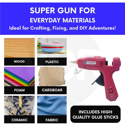 VCR 60/100W Light Weight Hot Melt Glue Gun for DIY with ON/Off Switch - 60/100 Watts - Thin Nozzle for Precise Glue Output - Easy To Use Red Glue Gun - VCR 60100
