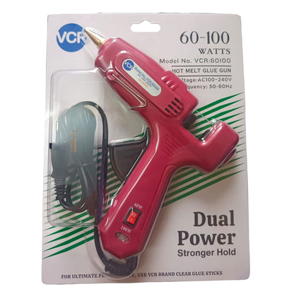 VCR 60/100W Light Weight Hot Melt Glue Gun for DIY with ON/Off Switch - 60/100 Watts - Thin Nozzle for Precise Glue Output - Easy To Use Red Glue Gun - VCR 60100