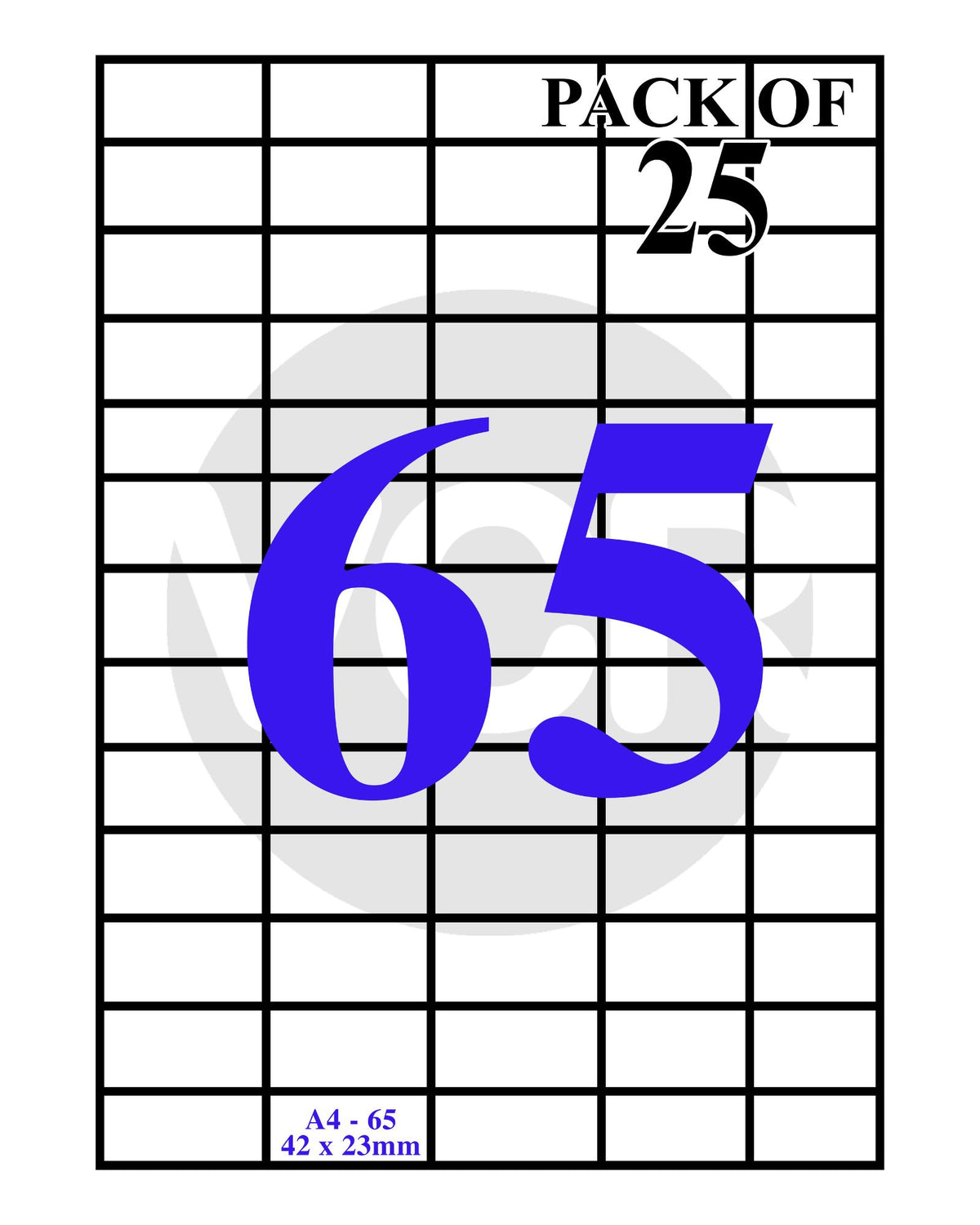 VCR A4 Adhesive Label Sheets 65 Stickers Pack of 25