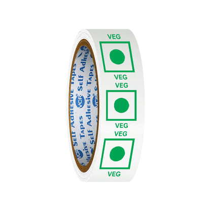 VCR Veg Tape Printed - 35 Meters in Length - 24mm / 1" Width - Veg Printed Tape With Green Marking, Self Adhesive Tape for Packing Boxes