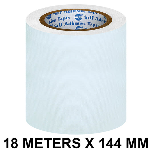 VCR White Duct Tape - 18 Meters in Length 144mm / 6" Width - Strong Book Binding Tape - Waterproof Heavy Duty Duct Tape
