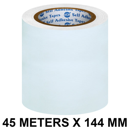 VCR White Duct Tape - 45 Meters in Length 144mm / 6" Width - Strong Book Binding Tape - Waterproof Heavy Duty Duct Tape