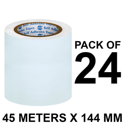VCR White Duct Tape - 45 Meters in Length 144mm / 6" Width - Strong Book Binding Tape - Waterproof Heavy Duty Duct Tape
