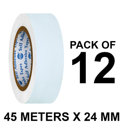 VCR White Duct Tape - 45 Meters in Length 24mm / 1" Width - Strong Book Binding Tape - Waterproof Heavy Duty Duct Tape