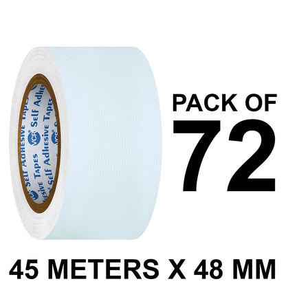 VCR White Duct Tape - 45 Meters in Length 48mm / 2" Width - Strong Book Binding Tape - Waterproof Heavy Duty Duct Tape