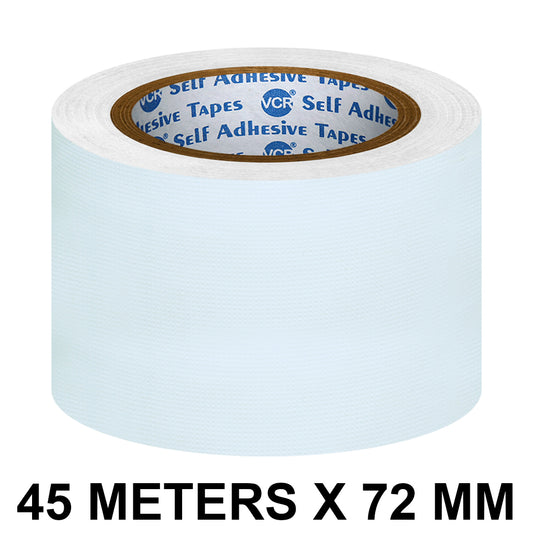 VCR White Duct Tape - 45 Meters in Length 72mm / 3" Width - Strong Book Binding Tape - Waterproof Heavy Duty Duct Tape