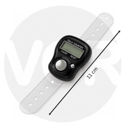 VCR 5-Digit Mini Tally Counter Finger Ring with LCD Display, Reset Button & Adjustable Strap for Japa Mala, Meditation, Sports, Knitting, Running & Events