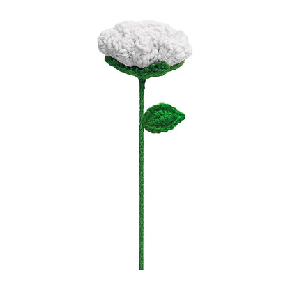 VCR Handmade Crochet White Rose - Pack of 1 - Hand Woven Knitted Artificial White Rose Hand Knitted Flower for office Desk, Table, Car, Bedroom, Wedding & Special Occasions