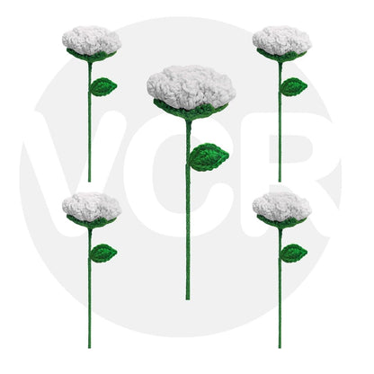 VCR Handmade Crochet White Rose - Pack of 1 - Hand Woven Knitted Artificial White Rose Hand Knitted Flower for office Desk, Table, Car, Bedroom, Wedding & Special Occasions
