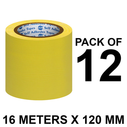 VCR Yellow Duct Tape - 18 Meters in Length 120mm / 5" Width - Strong Book Binding Tape - Waterproof Heavy Duty Duct Tape