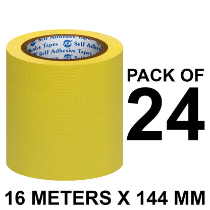 VCR Yellow Duct Tape - 18 Meters in Length 144mm / 6" Width - Strong Book Binding Tape - Waterproof Heavy Duty Duct Tape