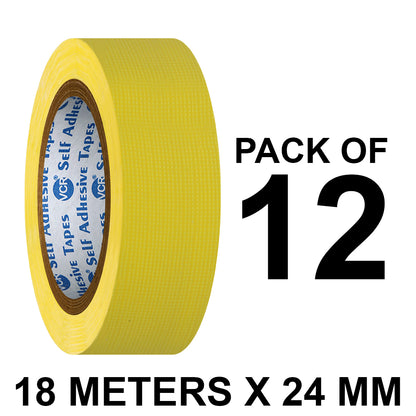 VCR Yellow Duct Tape - 18 Meters in Length 24mm / 1" Width - Strong Book Binding Tape - Waterproof Heavy Duty Duct Tape