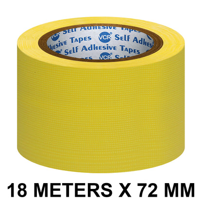 VCR Yellow Duct Tape - 18 Meters in Length 72mm / 3" Width - Strong Book Binding Tape - Waterproof Heavy Duty Duct Tape