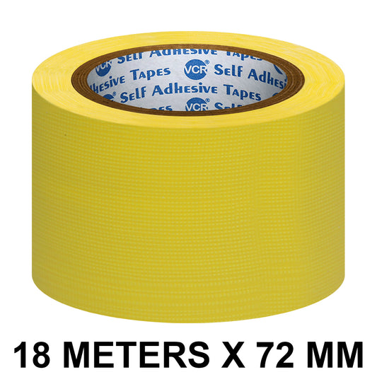 VCR Yellow Duct Tape - 18 Meters in Length 72mm / 3" Width - Strong Book Binding Tape - Waterproof Heavy Duty Duct Tape