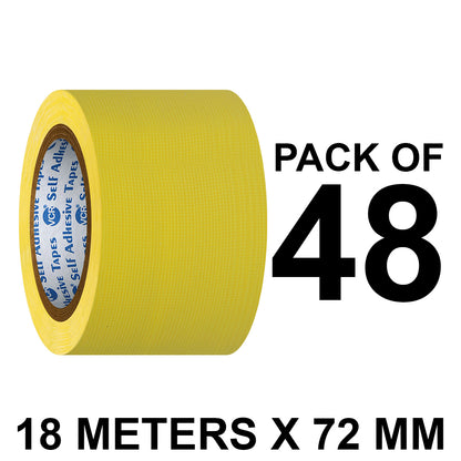 VCR Yellow Duct Tape - 18 Meters in Length 72mm / 3" Width - Strong Book Binding Tape - Waterproof Heavy Duty Duct Tape