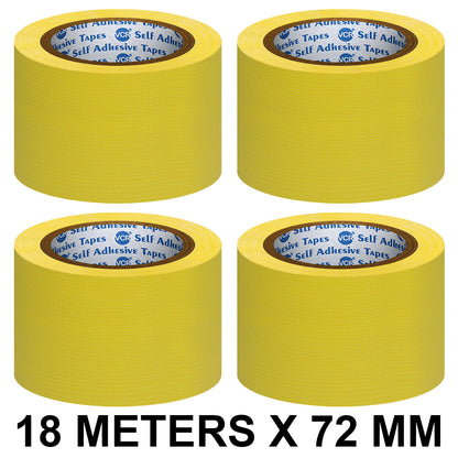 VCR Yellow Duct Tape - 18 Meters in Length 72mm / 3" Width - Strong Book Binding Tape - Waterproof Heavy Duty Duct Tape
