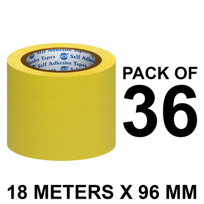 VCR Yellow Duct Tape - 18 Meters in Length 96mm / 4" Width - Strong Book Binding Tape - Waterproof Heavy Duty Duct Tape