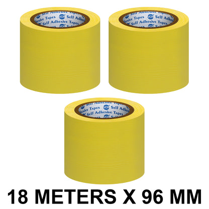 VCR Yellow Duct Tape - 18 Meters in Length 96mm / 4" Width - Strong Book Binding Tape - Waterproof Heavy Duty Duct Tape