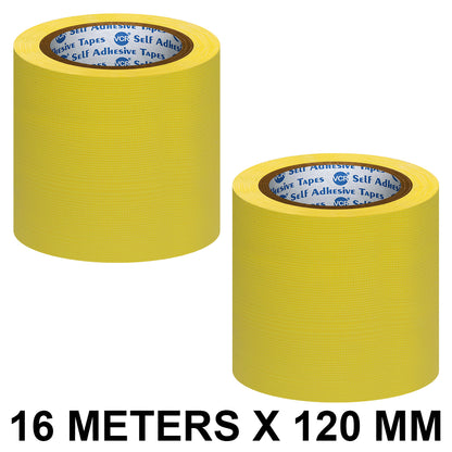VCR Yellow Duct Tape - 18 Meters in Length 120mm / 5" Width - Strong Book Binding Tape - Waterproof Heavy Duty Duct Tape